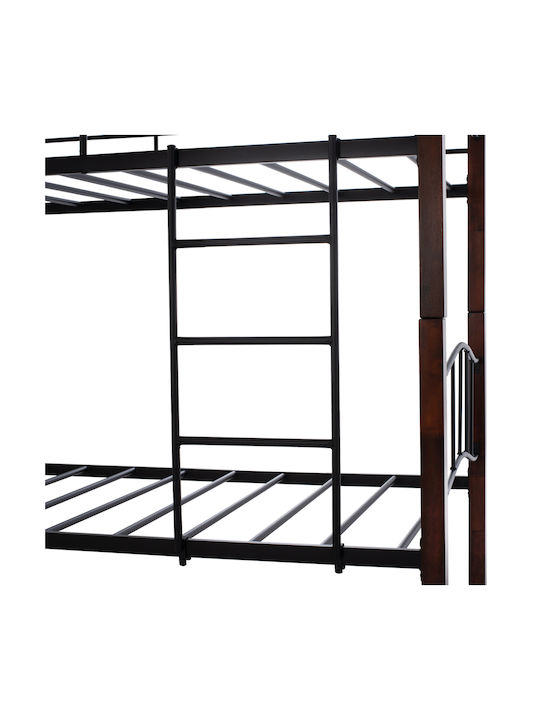 Kids Bed Bunk Single Black for Mattress 90x190cm