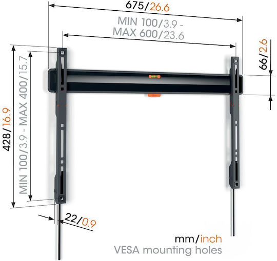 Vogel's TVM 3603 Βάση Τηλεόρασης Τοίχου έως 100" και 75kg