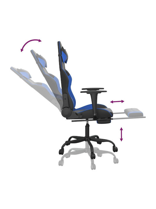 vidaXL 345411 Καρέκλα Gaming Δερματίνης με Υποπόδιο Μαύρο/Μπλε
