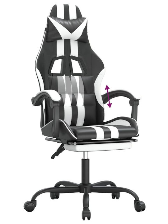 vidaXL 3143835 Artificial Leather Gaming Chair with Footrest Black / White