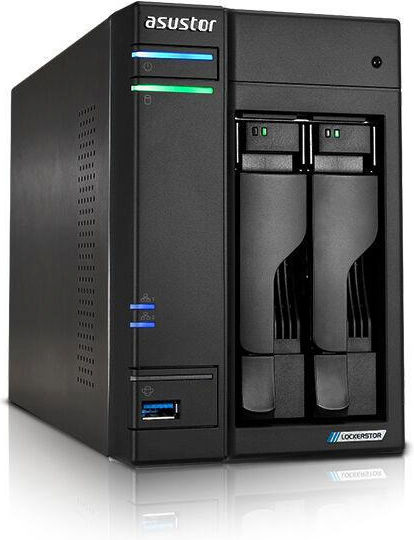 Asustor Lockerstor 2 Gen2 (AS6702T) NAS Tower με 2 θέσεις για HDD/M.2/SSD και 2 θύρες Ethernet