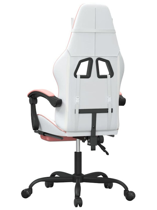 vidaXL 3143863 Gaming Chair with Footrest White / Pink