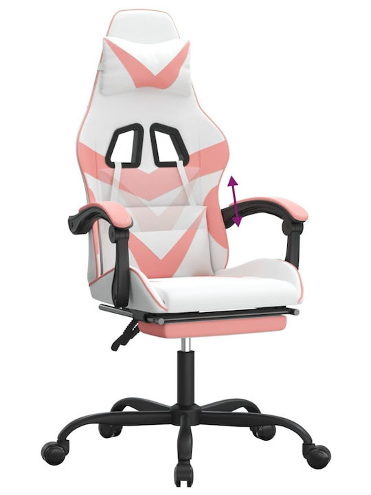 vidaXL 3143863 Gaming Chair with Footrest White / Pink