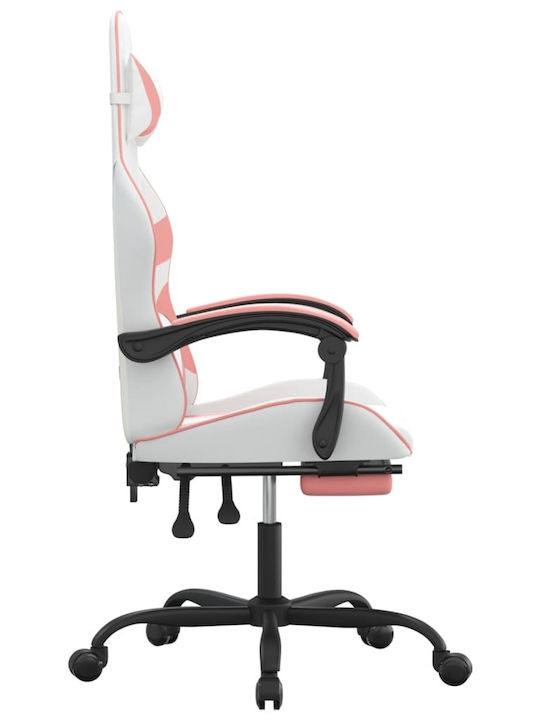 vidaXL 3143863 Gaming Chair with Footrest White / Pink
