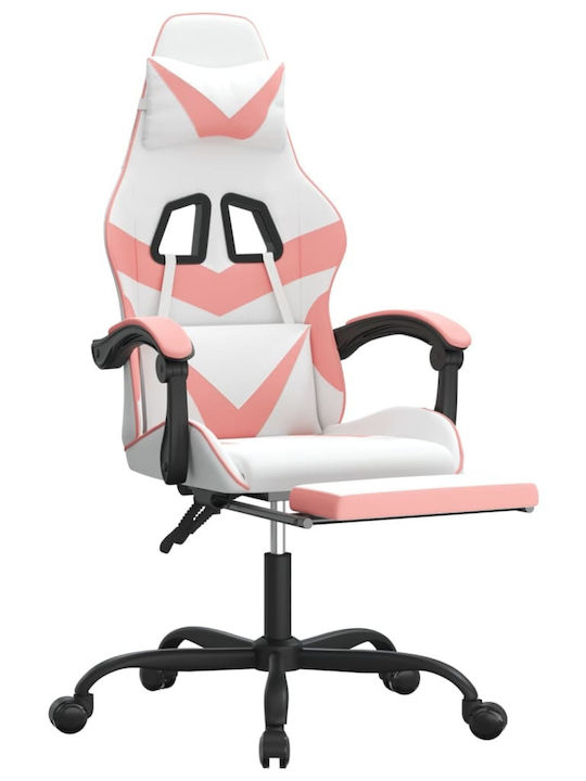 vidaXL 3143863 Gaming Chair with Footrest White / Pink