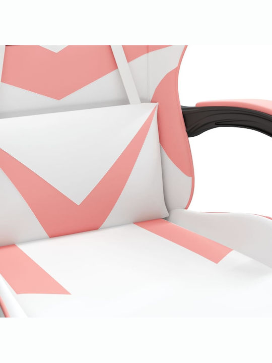 vidaXL 3143863 Gaming Chair with Footrest White / Pink