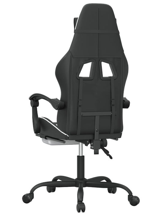 vidaXL 3143859 Καρέκλα Gaming Δερματίνης με Υποπόδιο Μαύρο/Λευκό