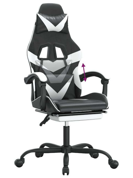 vidaXL 3143859 Καρέκλα Gaming Δερματίνης με Υποπόδιο Μαύρο/Λευκό