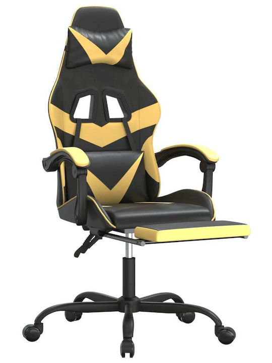 vidaXL 3143856 Artificial Leather Gaming Chair with Footrest Black / Gold