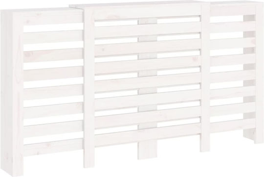 vidaXL Калориферен Капак от Масивно Дърво Бял 210x21x85см