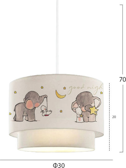 HomeMarkt Kids Fabric Single Ceiling Light E27 Cute Animals White 60W 30x70cm