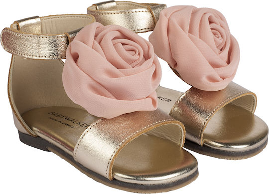 Babywalker Taufschuhe aus Leder in Gold-Rosé