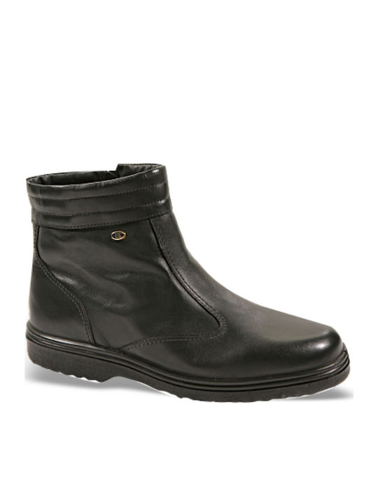 Bene Men's Leather Boots with Zipper Black