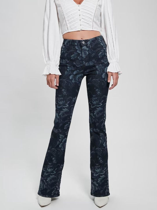 Guess Women's Jean Trousers Flared Wild Flower Laser