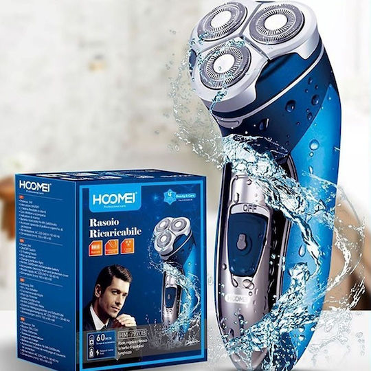 Hoomei Blue HM-7970B Rotating Electric Shaver Face Rechargeable