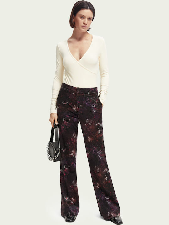 Damen Hoch tailliert Stoff Hose Schlag Midnight Slate