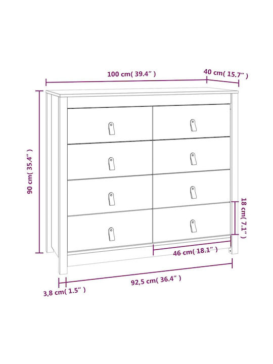 Συρταριέρα Κρεβατοκάμαρας mit 4 Schubladen Weiß 100x40x90cm