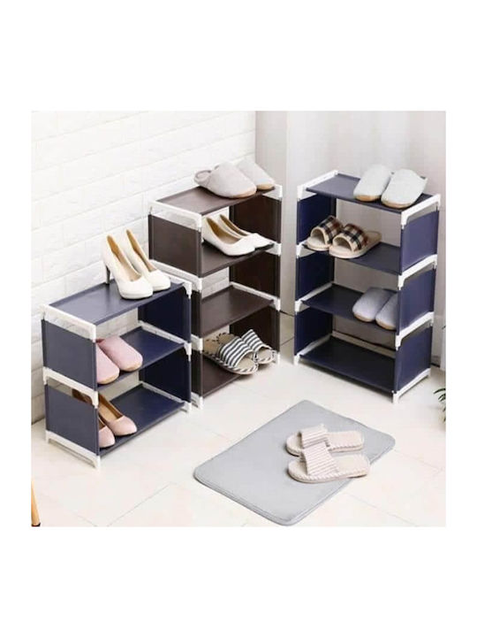 Plastică Suport pentru pantofi cu 3 Rafturi Albastru L43xW26xH72cm