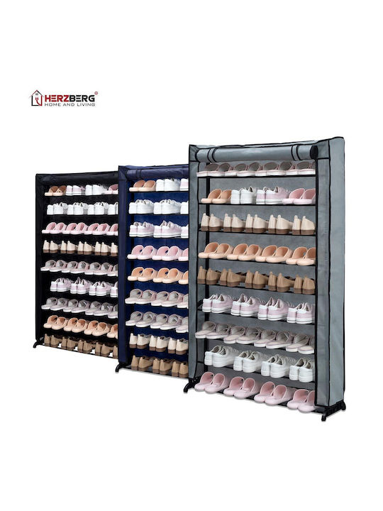Fabric Shoe Organizer with 9 Shelves Blue 91x16x139cm