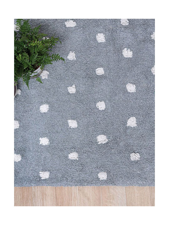Palamaiki Dotto Rug Rectangular Summer Cotton with Fringes Grey