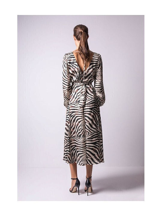 Midi Evening Dress with Slit Black