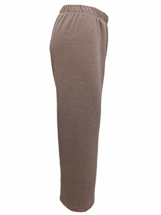 Damen Stoff gerade Hose gerade gestrickt Braun mit Elastik High Rise Relaxed SHOP&CO / Braun