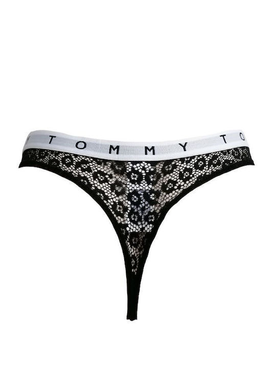 Βαμβακερά Γυναικεία String 3Pack με Δαντέλα Black / Blue / Pink