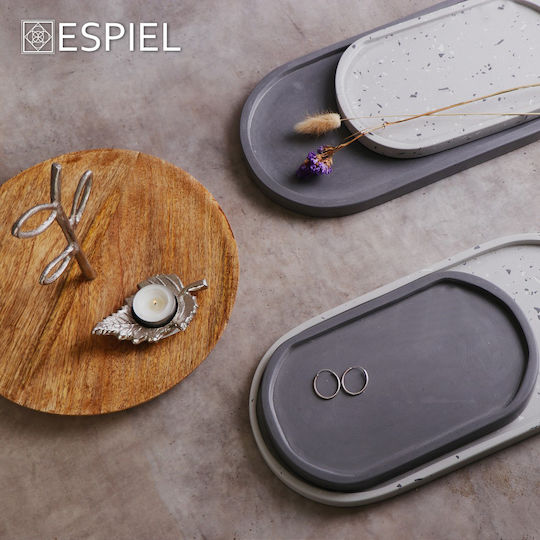 Espiel Platou Decorativ Oval Porțelan Gri 1buc 49x15x2buc Espiel Platou Decorativ Oval Porțelan Gri 1buc 49x15x2buc