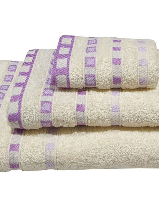 Le Blanc Facecloth Pennié Jacquard Polka Dot 50x90cm Krem-Lila Weight 450gr/m²
