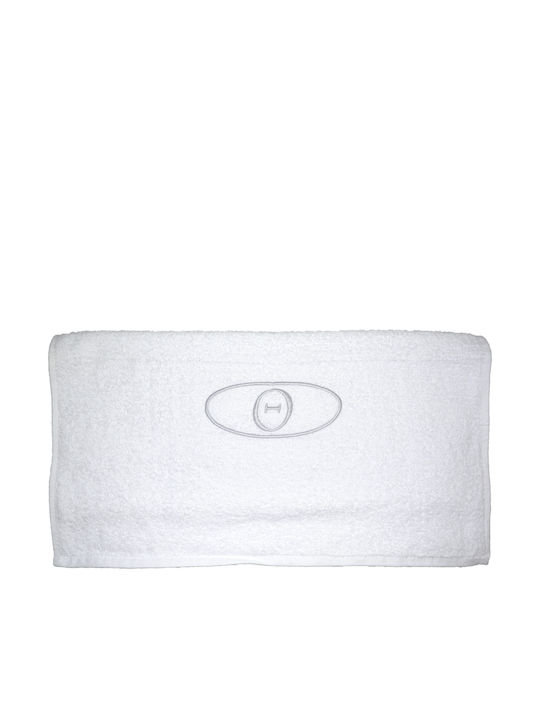 Viopros Facecloth Monogram Θ 50x100cm White Weight 480gr/m²