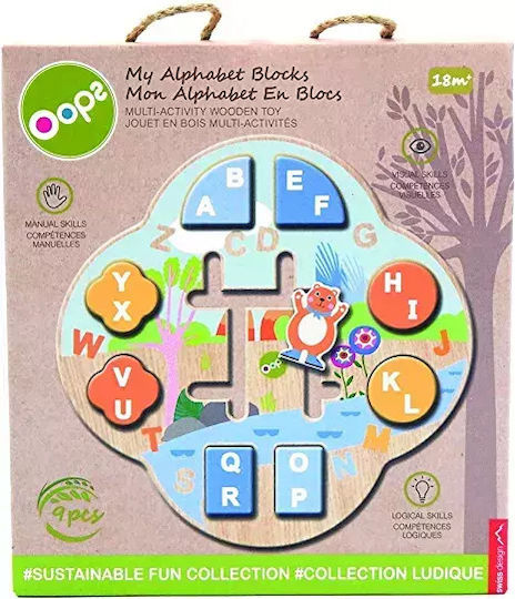 Oops Παιχνίδι Ταξινόμησης Σχημάτων My Alphabet Blocks από Ξύλο για 18+ Μηνών