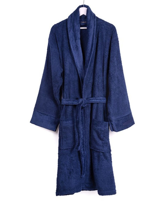 Naf Naf Casual Line Ανδρικό Μπουρνούζι με Γιακά Navy 450gr/m²