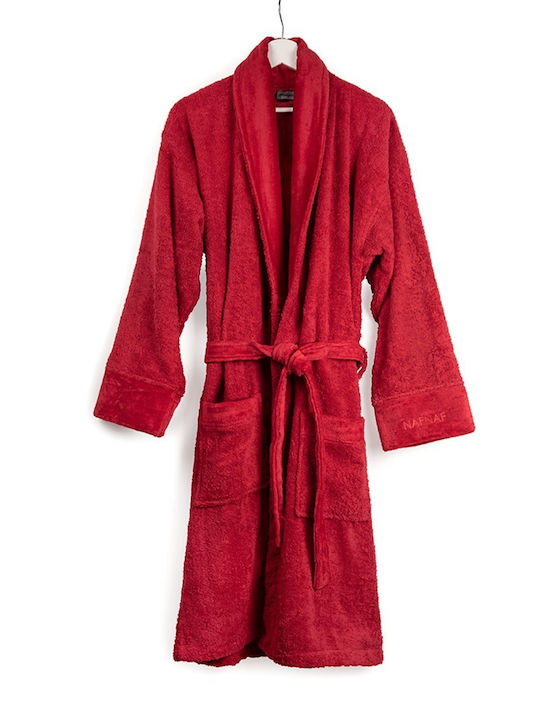 Naf Naf Casual Line Bathrobe with Collar Burgundy 450gr/m²