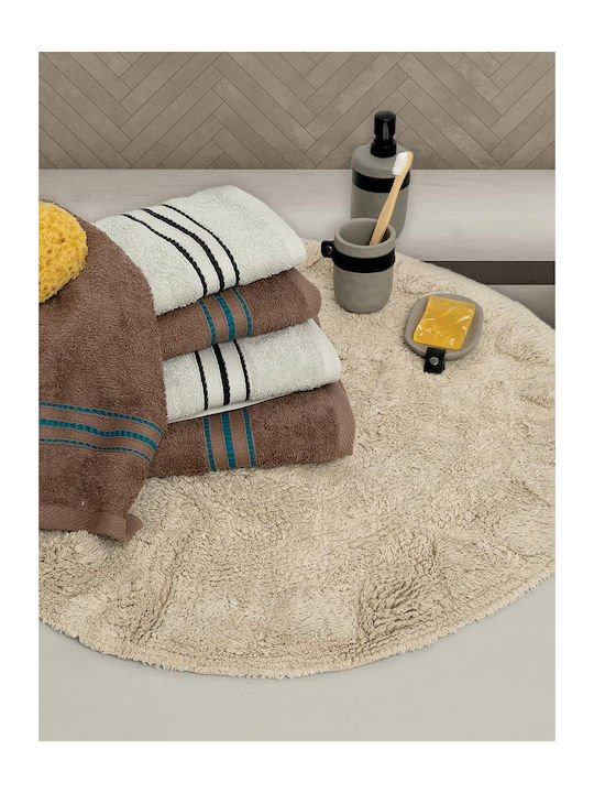 Palamaiki Bath Mat Cotton Round Maya 9-100543-001 Cloud Width 70cm