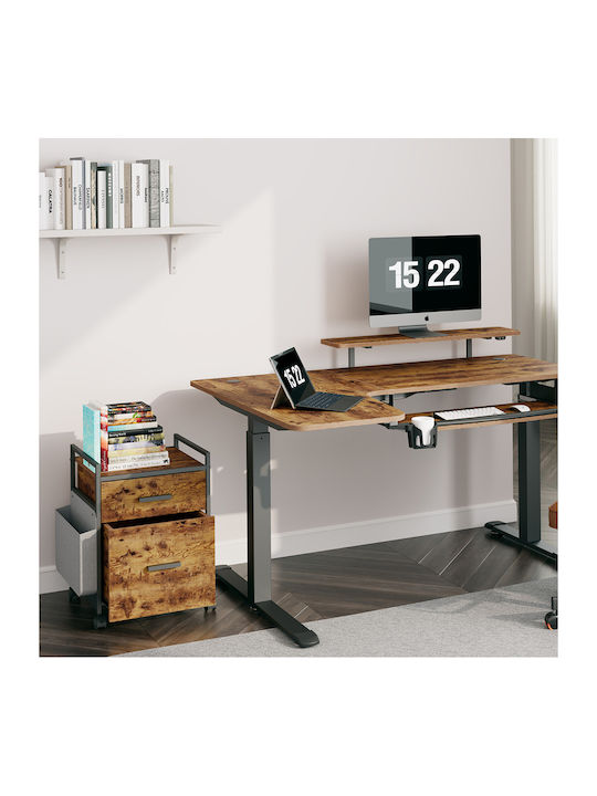 Office Storage Drawer with Wheels & 2 Drawers Brown L48.5xW48.5xH64.5cm ERK-HORB-US