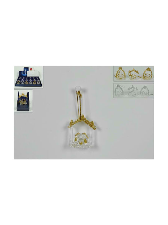 Due esse Christmas Glass Manger Ornament Gold