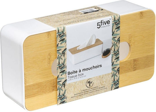 5Five Wooden Tissue Holder White 13x26x8.8cm 155928A