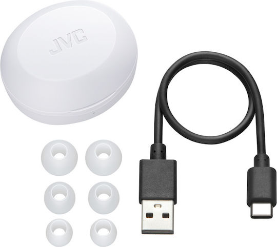 JVC Gumy Mini True Wireless Earbud / In-ear Bluetooth Handsfree Ακουστικά με Αντοχή στον Ιδρώτα και Θήκη Φόρτισης Λευκά