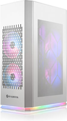 Raijintek Ophion Elite Gaming Mini-Turm Computergehäuse mit Seitenfenster Weiß