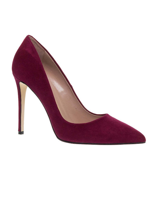 Mourtzi Suede Pointed Toe Stiletto Burgundy High Heels