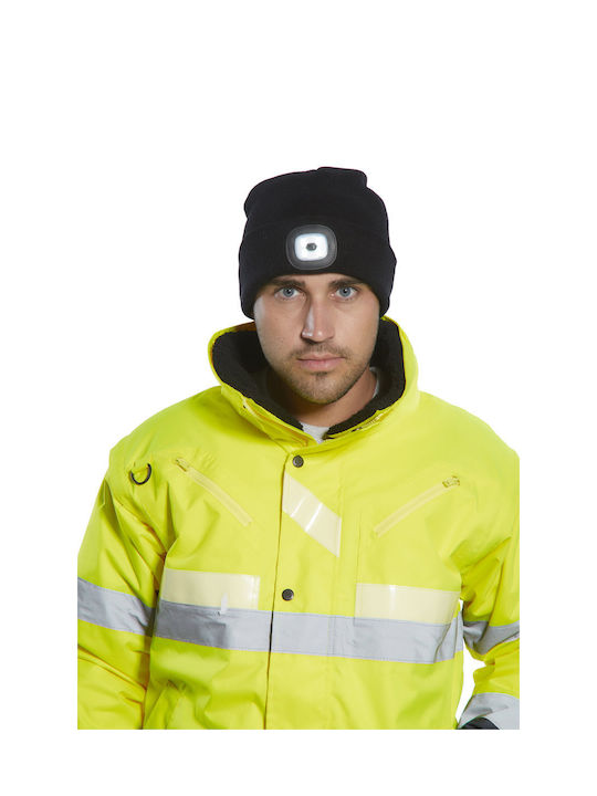 Portwest Arbeitsmütze Schwarz B029BKR mit wiederaufladbarer Stirnlampe