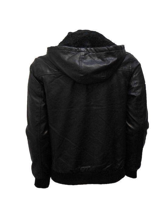 Grande Herren Winter Jacke Leder Schwarz