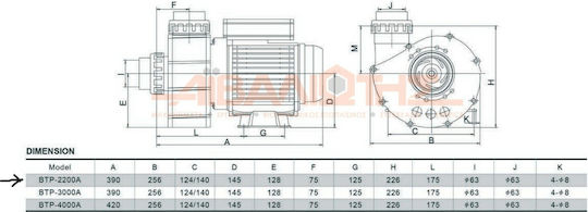 Nova Pompa De Apă Pentru Piscină Cafea Cu Filtru Trei Faze Cu Putere 3hp Și Alimentare Maximă A Apei 69900 Lt/h