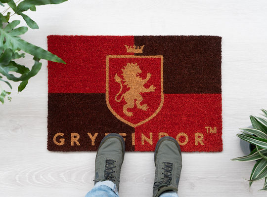 Grupo Erik Fußmatte aus Kokosnussfasern mit rutschfester Unterlage Harry Potter Gryffindor Rot 40x60cm