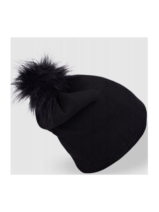 Beanie Γυναικείος Σκούφος Πλεκτός σε Μαύρο χρώμα