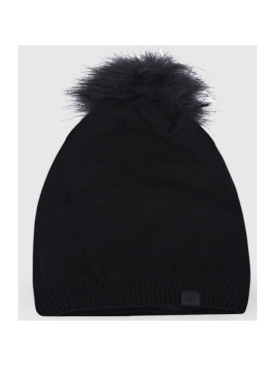 Beanie Γυναικείος Σκούφος Πλεκτός σε Μαύρο χρώμα