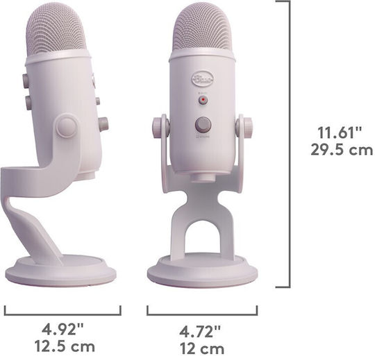 Blue Microphones Yeti Aurora Collection Πυκνωτικό Μικρόφωνο Επιτραπέζιο για Studio σε Λευκό Χρώμα