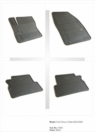 Frogum Satz Vorder- und Hintermatten 4Stück aus Gummi für Ford C-Max 2003-2010 Schwarz