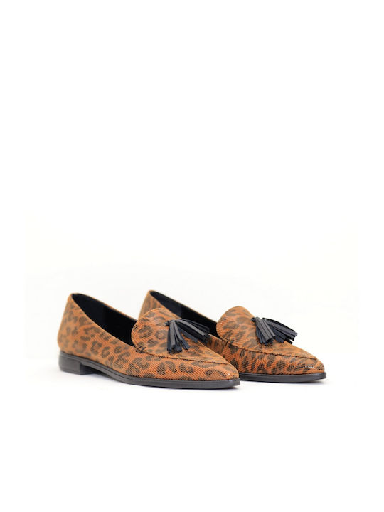 Anteos Women's Loafers 20038 Animal Print Leather Loafers with lining