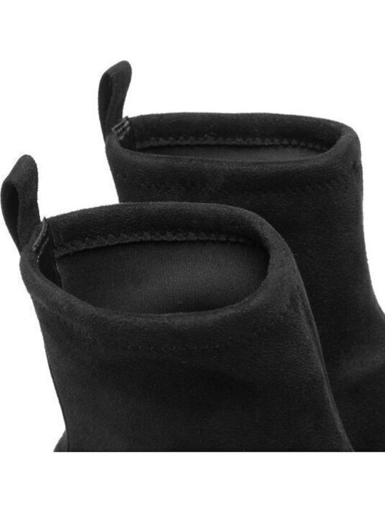 Porter Mid Suede Γυναικεία Μποτάκια με Μεσαίο Τακούνι Μαύρα